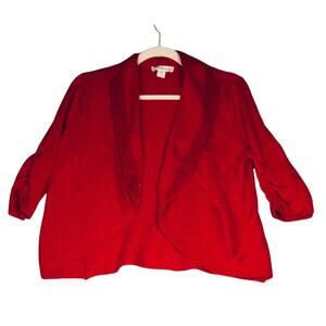 Coldwater Creek Cardigan Sweater Womens Medium 10 12 Red Shimmer Party Boho